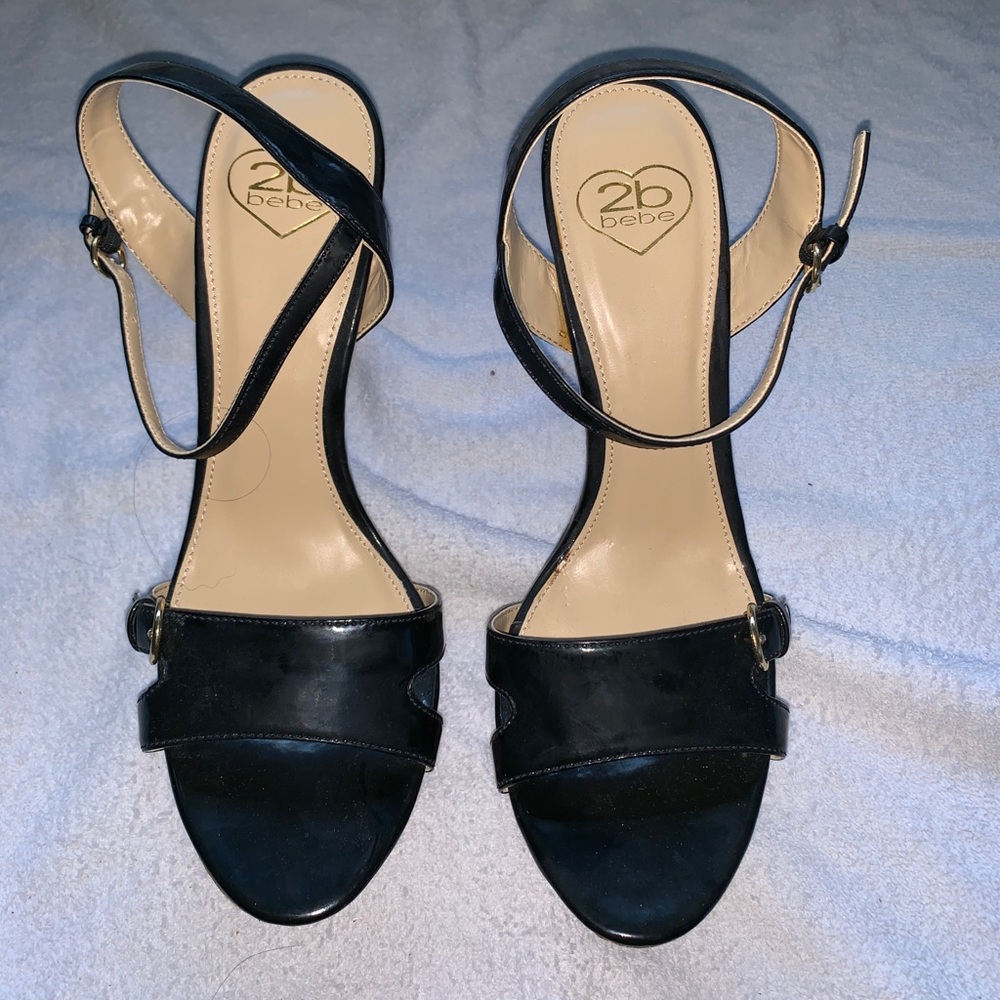 A rarified 2b BeBe wood platform Ankle buckle.